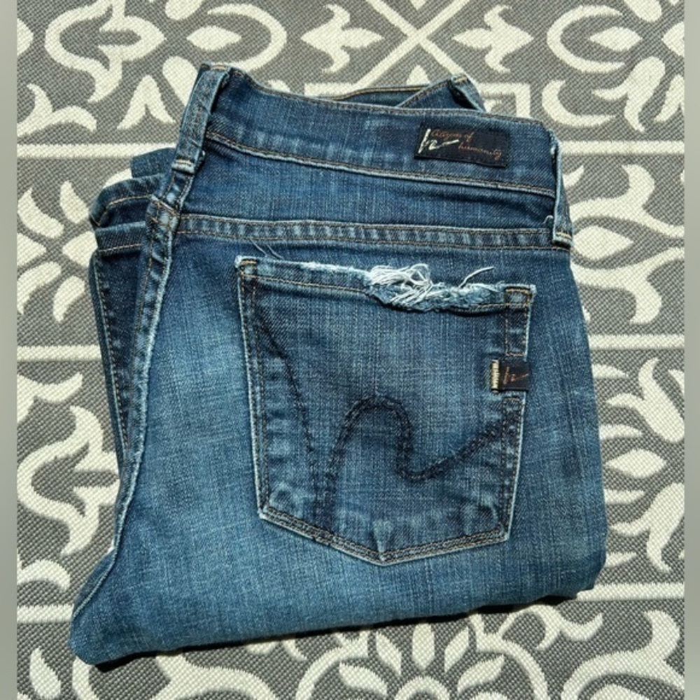💋Citizens of Humanity Dita Petite Bootcut blue jeans distressed 👖26 - Picture 2 of 10